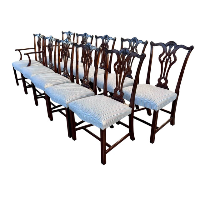 Set of 10 Burton-Ching Chippendale Mahogany Dining Chair Set For Sale - Image 4 of 10