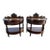 Late 20th Century Pair of Marge Carson Demilune Side Tables / Nightstands Marble Top For Sale