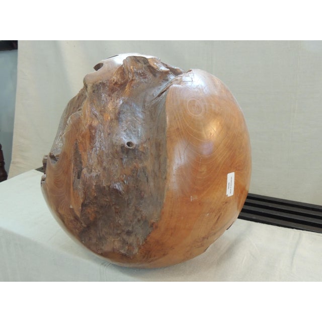 2000 - 2009 Large Round Decorative Wood Floor Ball For Sale - Image 5 of 6