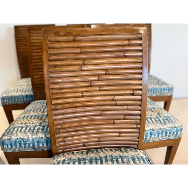 Wood Set of 6 David Francis Furniture Stacked Bamboo Collection Dining Chairs. For Sale - Image 7 of 9