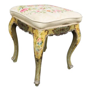 Italian Rococo Paint Decorated Footstool For Sale