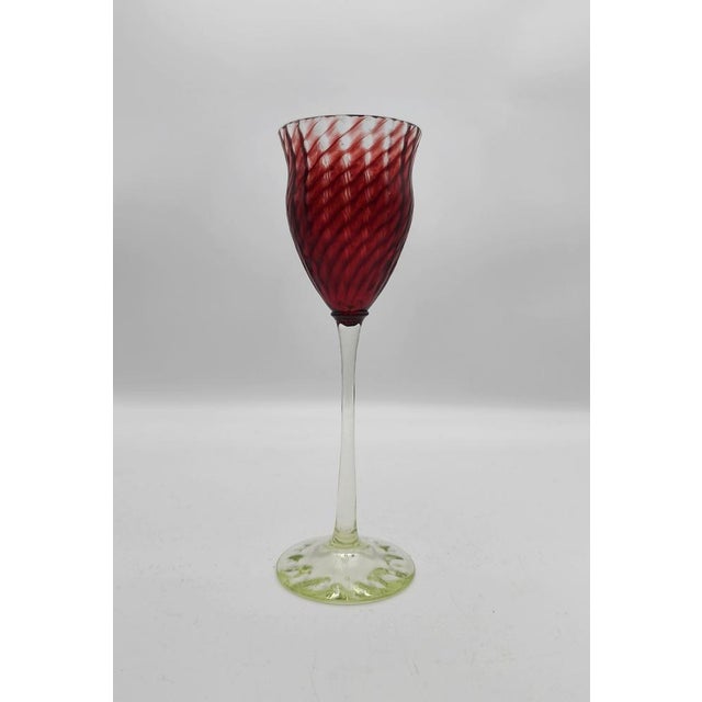 Red Art Nouveau École De Nancy Wine Glass by Emile Gallé, 1890s For Sale - Image 8 of 8