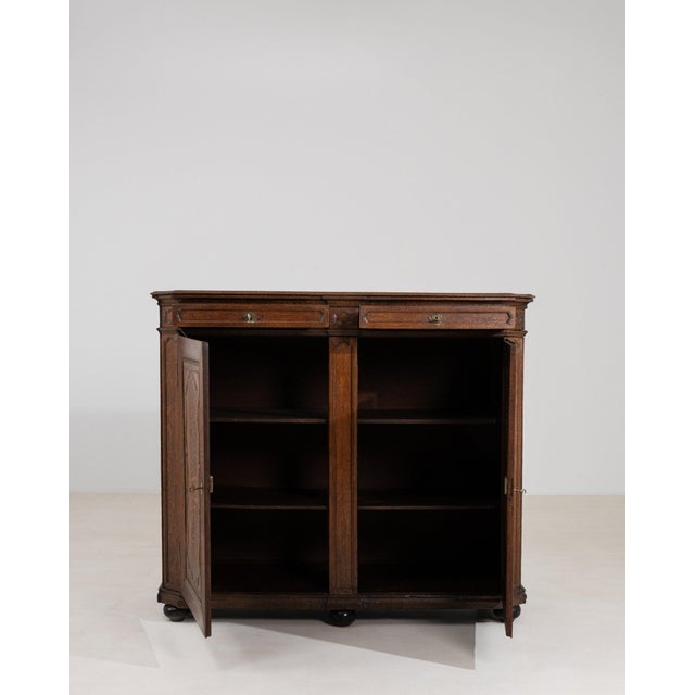 French Early 19th Century France Rich Walnut Brown Carved Walnut Two-Door Buffet For Sale - Image 3 of 11