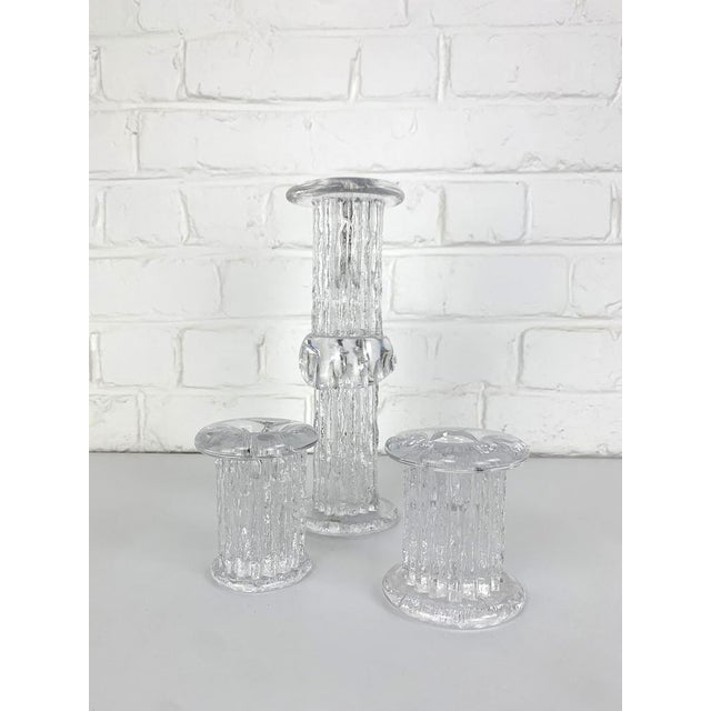 Glass Candlesticks by Göran Wärff for Kosta Boda, Sweden, 1970s, Set of 3 For Sale - Image 11 of 12
