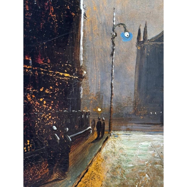 Charcoal Walter Linsley Meegan (1859–1944) Trinity Church, Liverpool by Night Victorian Oil Painting Circa 1890 For Sale - Image 8 of 15
