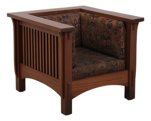 Mission Style Solid Mahogany Cube Arm Chair