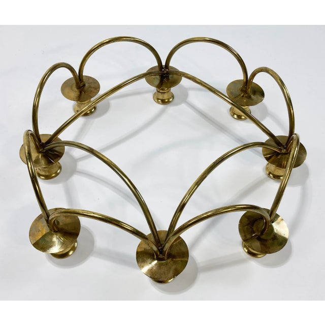 Metal Vintage Brass Danish Style 8-Arm Candelabra For Sale - Image 7 of 8