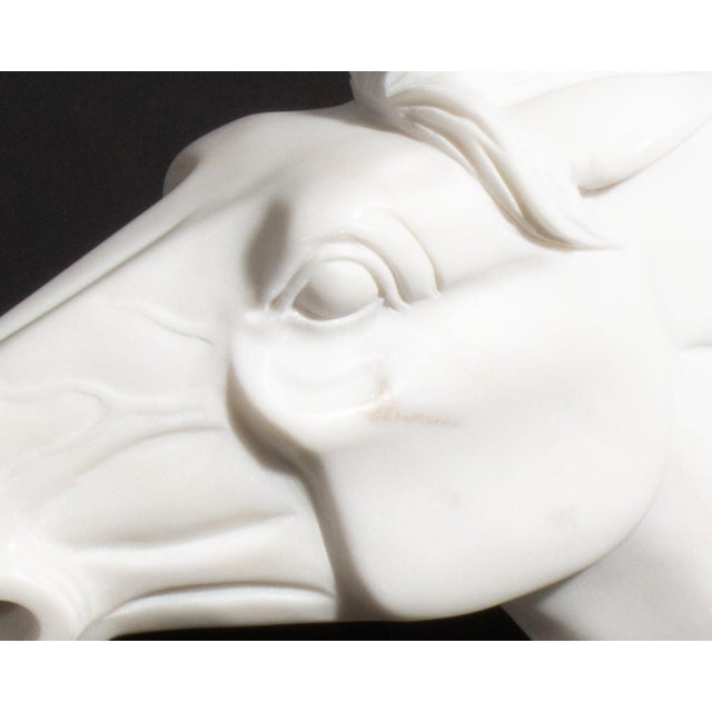 Stone Carved Marble Horse Head Sculpture on Stone Base For Sale - Image 7 of 8