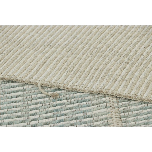 Textile Rug & Kilim’s Contemporary Kilim With Textural Blue and White Stripes For Sale - Image 7 of 7