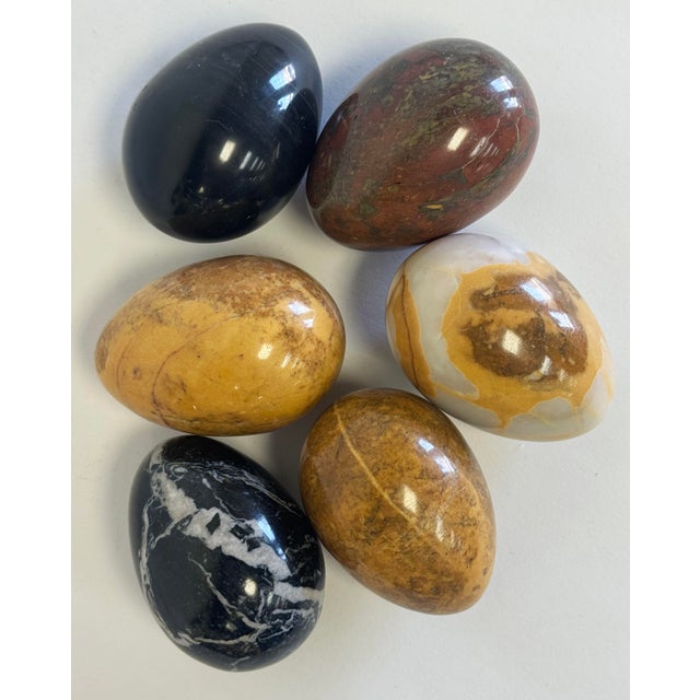 Figurative Vintage Polished Stone Eggs, Set of 6 For Sale - Image 3 of 7