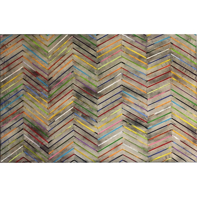 Zig Zag - Original Layered Thick Paint Textured Oil Painting by Petra Roes-Nickel For Sale