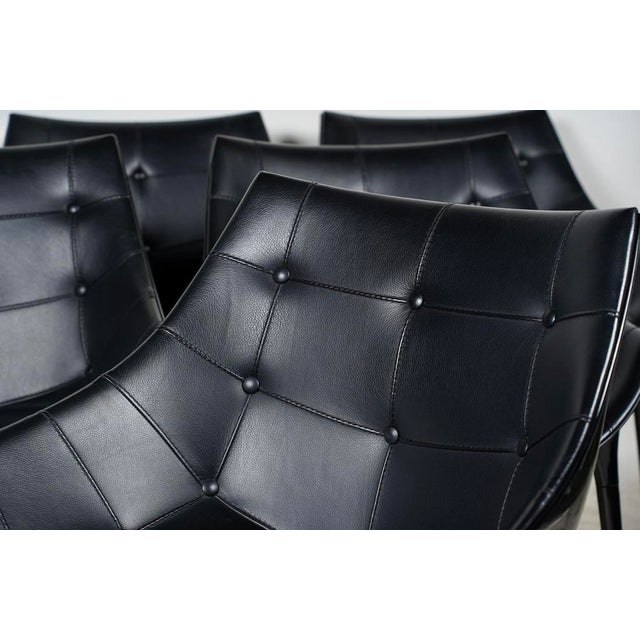 Philippe Starck for Cassina “Passion 246” Black Leather Dining Chairs-Set of 6 For Sale In Los Angeles - Image 6 of 10