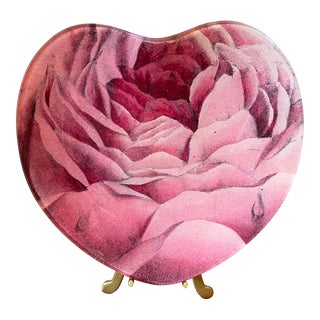 John Derian's Rose Heart Decoupaged Trinket Plate/Art, Signed For Sale