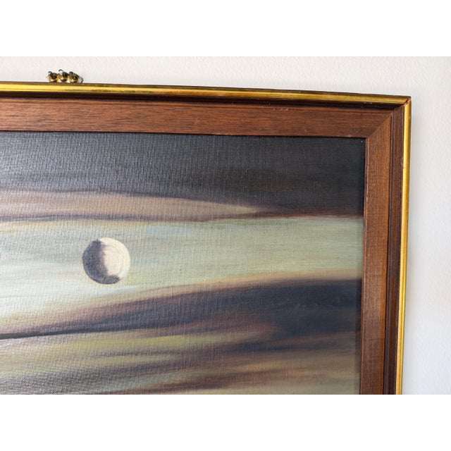 Wood 1969 Vintage Geho Surrealist Landscape Oil Painting, Framed For Sale - Image 7 of 11