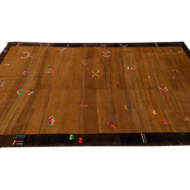 Mid 20th Century Vintage Turkish Handmade Expressionist Wool Rug For Sale - Image 5 of 8