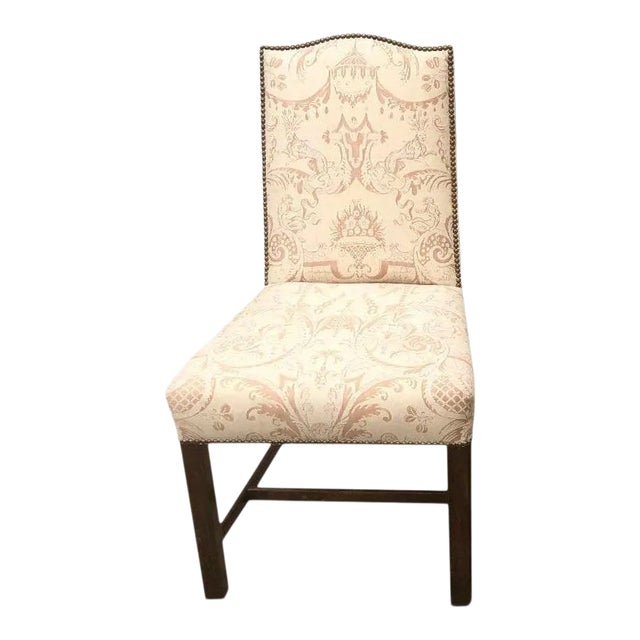 Fortuny Upholstered Antique Chinese Chippendale Designer Chair 1 of 2 For Sale