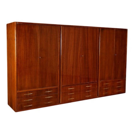 Mid-Century Wood Veneer Wardrobe, 1960s For Sale