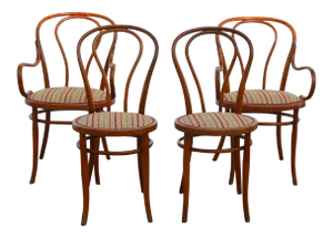 1900s Vintage Slender Bentwood Dining Set by Thonet- Set of 4
