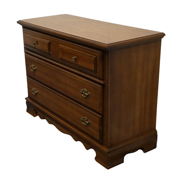 American Bassett Furniture Solid Hard Rock Maple Colonial Early American 44" Low Chest 5017-208 For Sale - Image 3 of 12