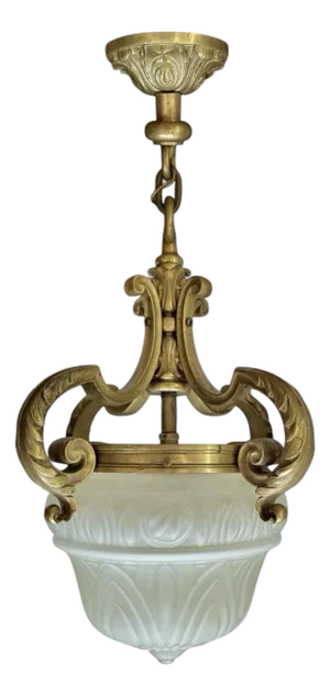 Early 20th Century Cast Bronze Pendant Light Attributed to Edward F. Caldwell and Co.