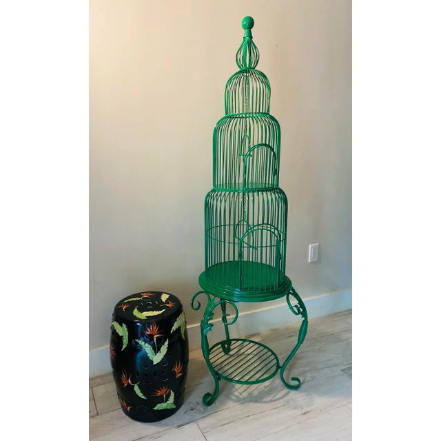 Mid-Century Birdcage a Vibrant Emerald Green Circa 1960s For Sale In Miami - Image 6 of 9
