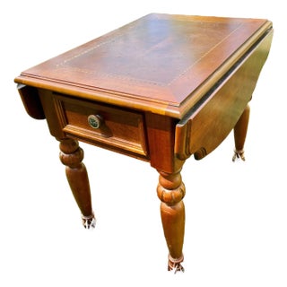 Hammary Side Table With Two Leaves English Country Berkshire Style Cherry & Walnut For Sale