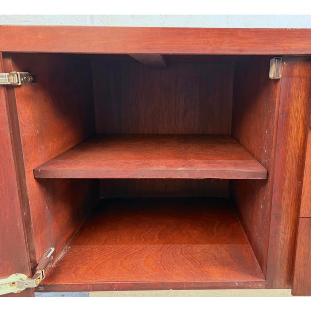 Brick Red Mid 20th Century Danish Rosewood and Chrome Credenza For Sale - Image 8 of 14