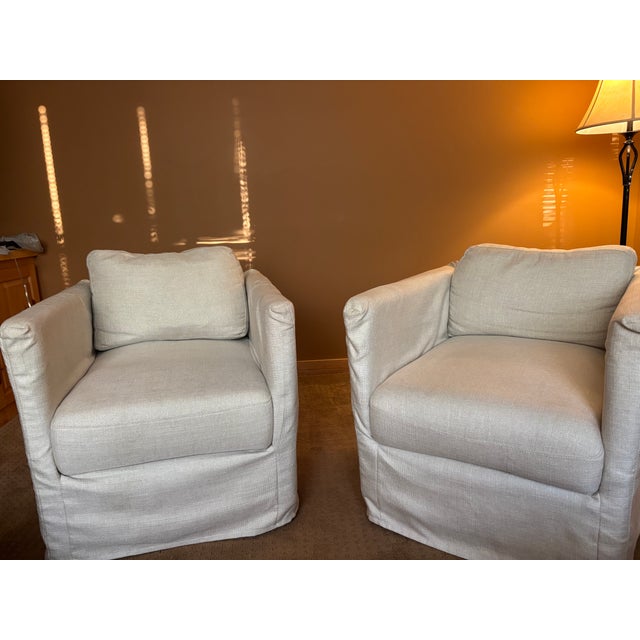 Off-White Pottery Barn Sofa With 2 Matching Chairs and Coffee Table For Sale - Image 9 of 10