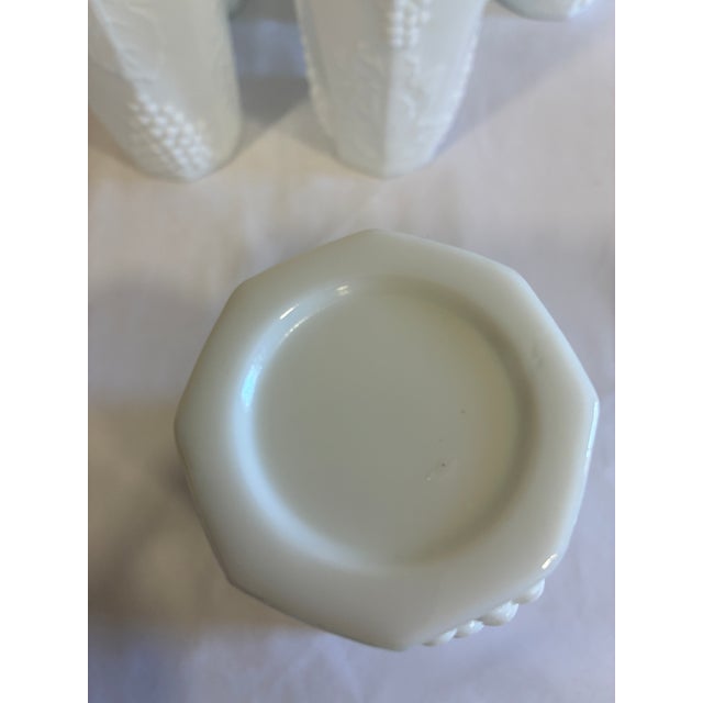 Vintage White Milk Glass Grape & Vine Tumblers, Set of 9 For Sale - Image 12 of 13