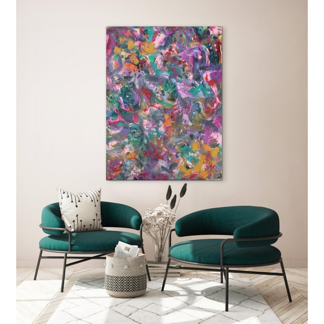 Paint Flirt Original Abstract Oil Painting by Lisa Finlayson For Sale - Image 7 of 9