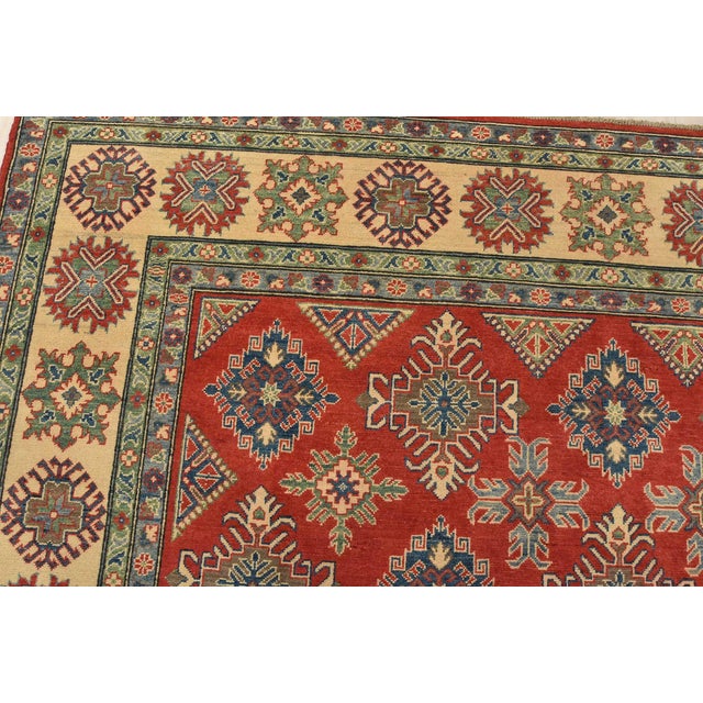 Textile Kazak Rug 9’2” X 11’9” Red Wool Tribal Hand-Knotted Oriental Carpet For Sale - Image 7 of 15