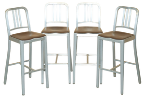 Vintage Emeco 111 Brushed Aluminium Counter Bar Stools, Set of 4