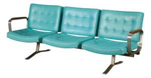 Mid-Century Modern Heavy Steel Airport Tandem Sofa, Circa 1950s