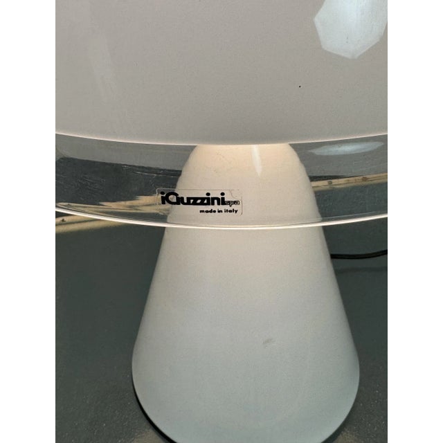 Very nice large Space Age Mushroom shape white table lamp by and for Guzzini. Made and designed in the 1970s. with...