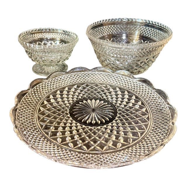 Mid 20th Century Wexford Glass Serving Set - 3 pcs For Sale