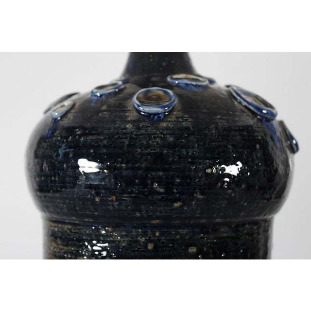 1970s Large Danish Sculptural Blue Ceramic Table Lamp by Jytte Trebbien, 1970s For Sale - Image 5 of 16