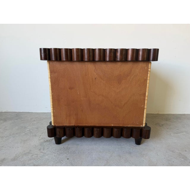 John Hutton for Donghia Scallop Mahogany & Rush Cane Nightstand For Sale - Image 11 of 12