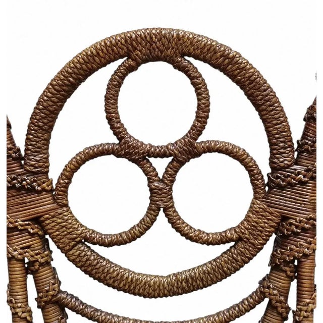 Rattan and Wicker Boudoir Chair, Italy, 1900s For Sale - Image 9 of 12