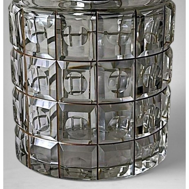Mid 20th Century Art Deco Cut Crystal Decanter With 925 Silver Collar by Cacchione Milan For Sale - Image 14 of 18