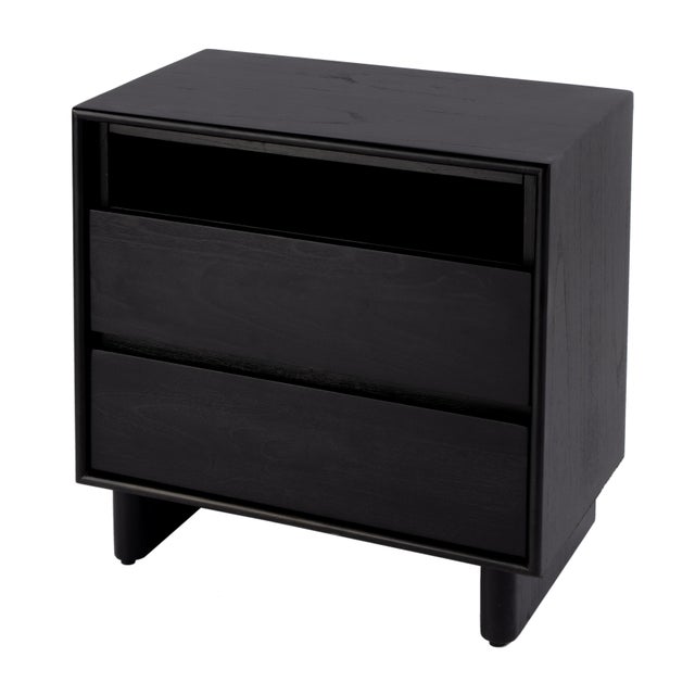 Black Halmstad 24 in. W Wood Panel 2 Drawer Nightstand with Soft-Closing Drawers, Black For Sale - Image 8 of 8