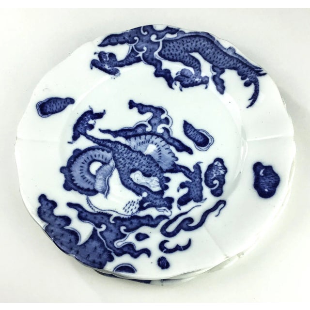 Shabby Chic Antique Dragon Design Porcelain Plates - Set of 3 For Sale - Image 3 of 9