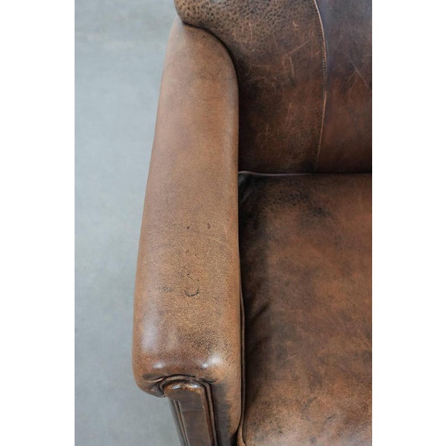 Animal Skin Vintage Sheepskin Club Armchair For Sale - Image 7 of 18