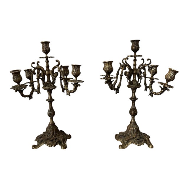 Pair of Mid-Nineteenth Century Bronze Rococo Candelabras For Sale
