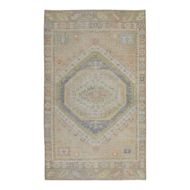 Multicolor Handwoven Modern Turkish Oushak Rug 2'11" X 4'9" For Sale