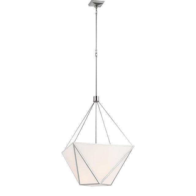 Julie Neill for Visual Comfort Signature Lorino Large Lantern in Polished Nickel with White Glass For Sale