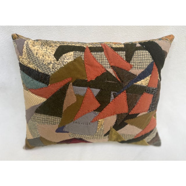 Abstract 1930s A Pillow With Patchwork For Sale - Image 3 of 7