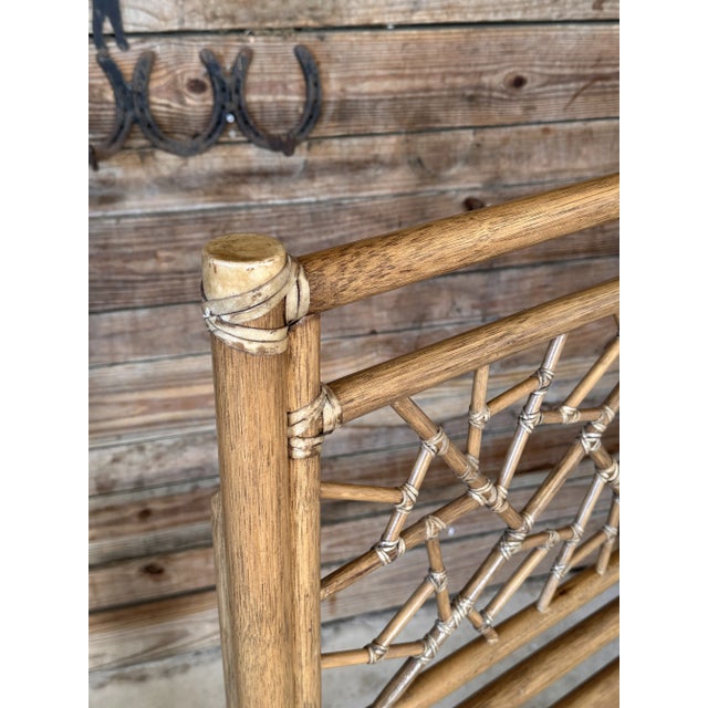 Late 20th Century McGuire Rattan “Cracked Ice” King Headboard. Showcasing the iconic cracked ice design, this headboard is...