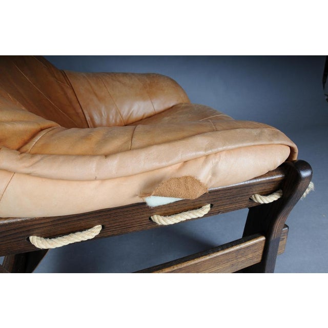 Vintage Lounge Chairs in Leather and Oak from Maison Regain, France, 1960s, Set of 2 For Sale - Image 15 of 18