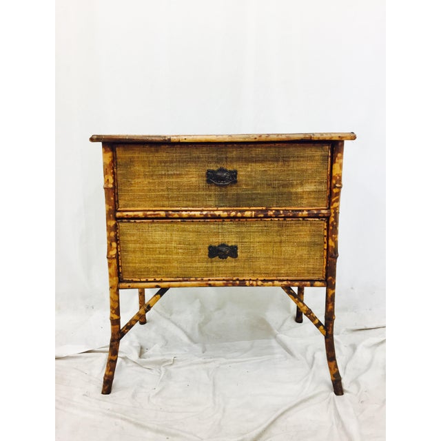 Antique Scorched Bamboo & Grasscloth Dresser Chest | Chairish