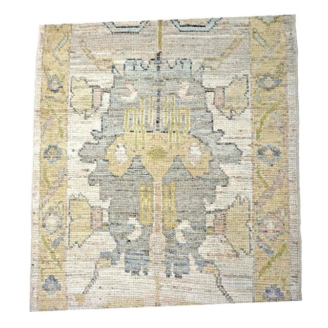 Textile 21st Century Turkish Oushak Wool 3x19 Yellow, Ivory & Charcoal Handmade Runner Rug #1144144 For Sale - Image 7 of 11